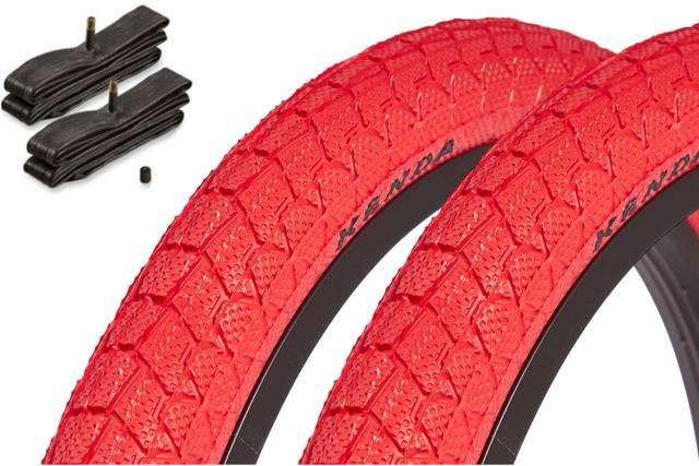 BMX tire set KENDA 20 inch x 1.95 inch red + AV inner tube