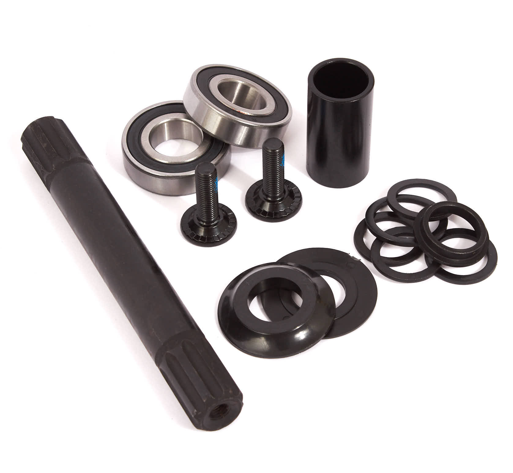 Überblick Kurbelset mit 8 Zahn Kurbel und MID BB Tretlager in Schwarz 