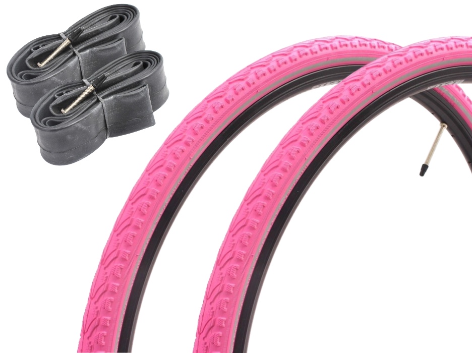 Fixie road bike tire set KENDA Khan 28 inch / 700 x 38C pink + FV inner tube