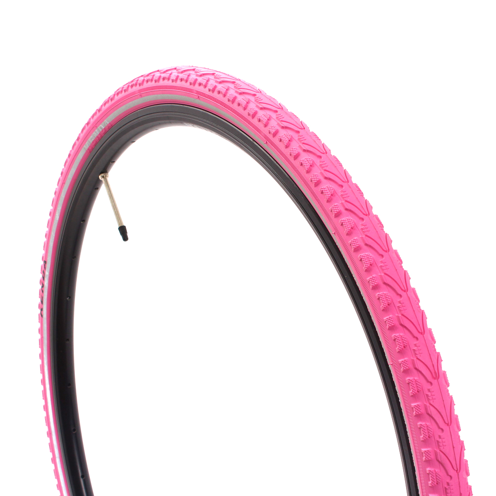 Fixie road bike tire set KENDA Khan 28 inch / 700 x 38C pink + FV inner tube