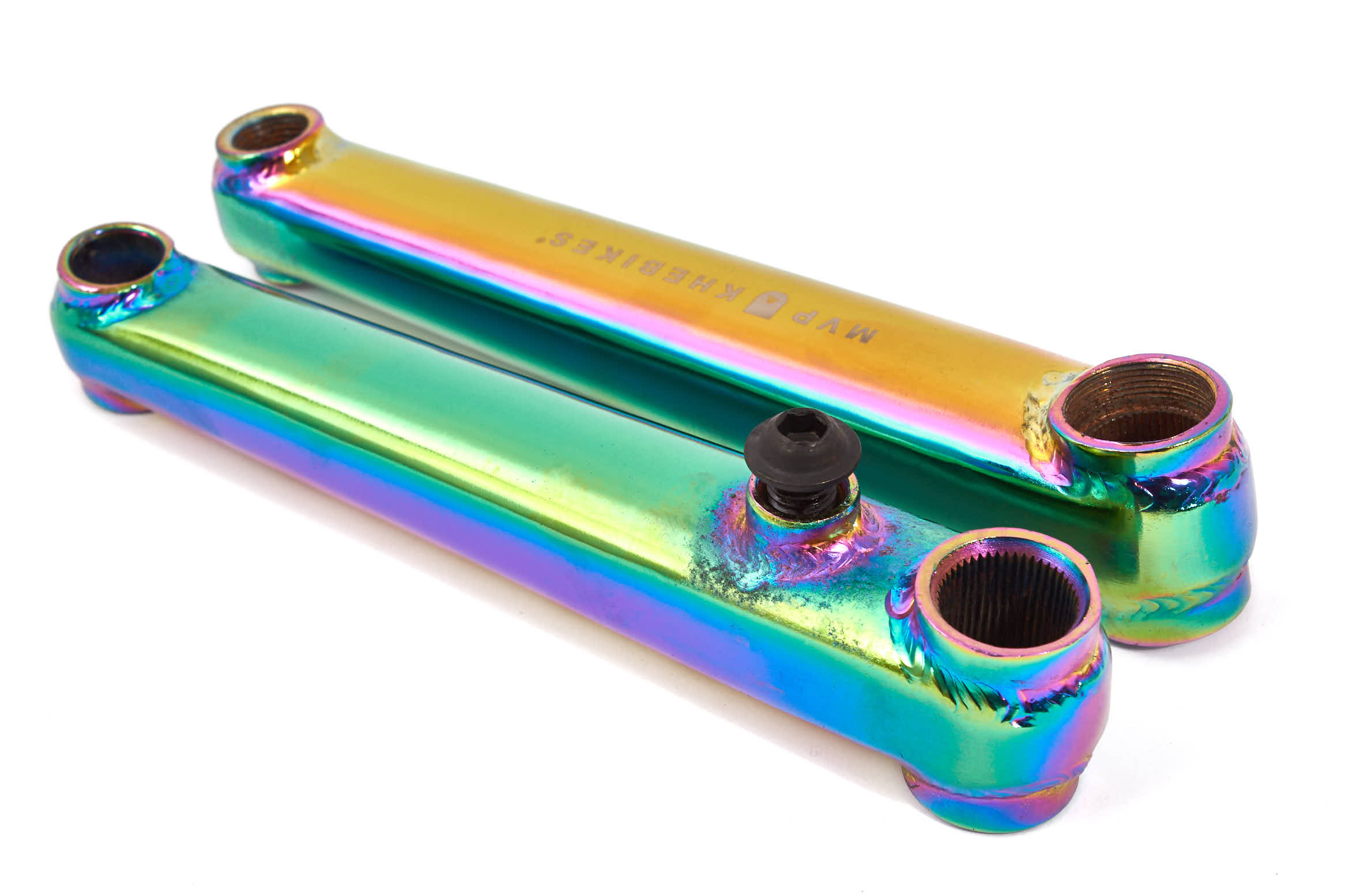 Oil Slick Kurbelarme mit 170mm länge und schwarzer Kettenblattschraube