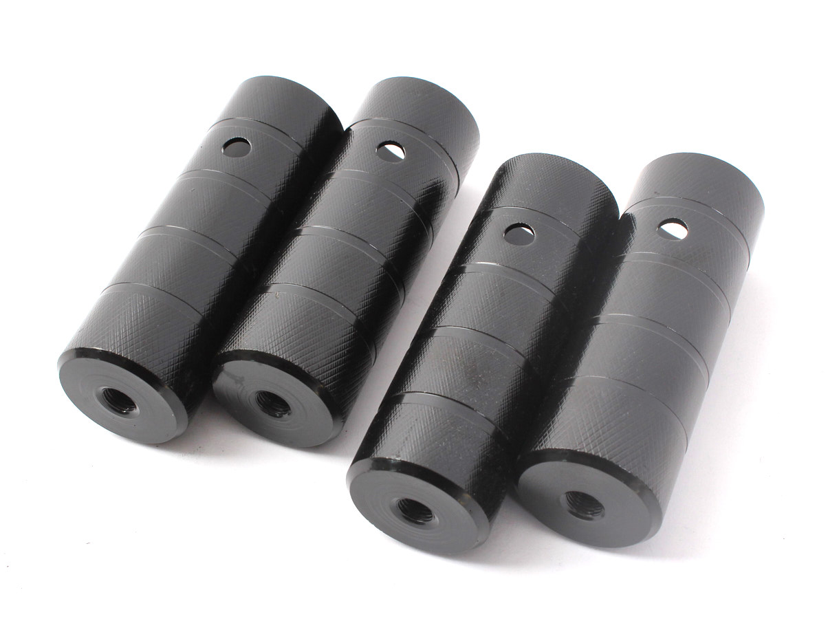Ansicht von vorne Peg Set aus HiTen Stahl schwarz Ersatz für Radmutter