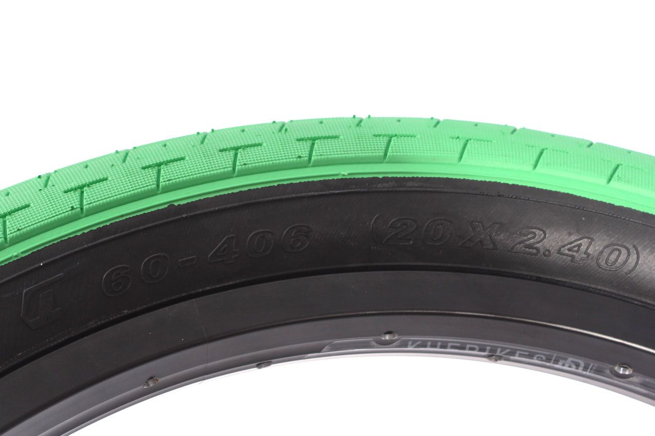 BMX tire set KHE ACME 20 inch x 2.40 inch green + AV inner tube