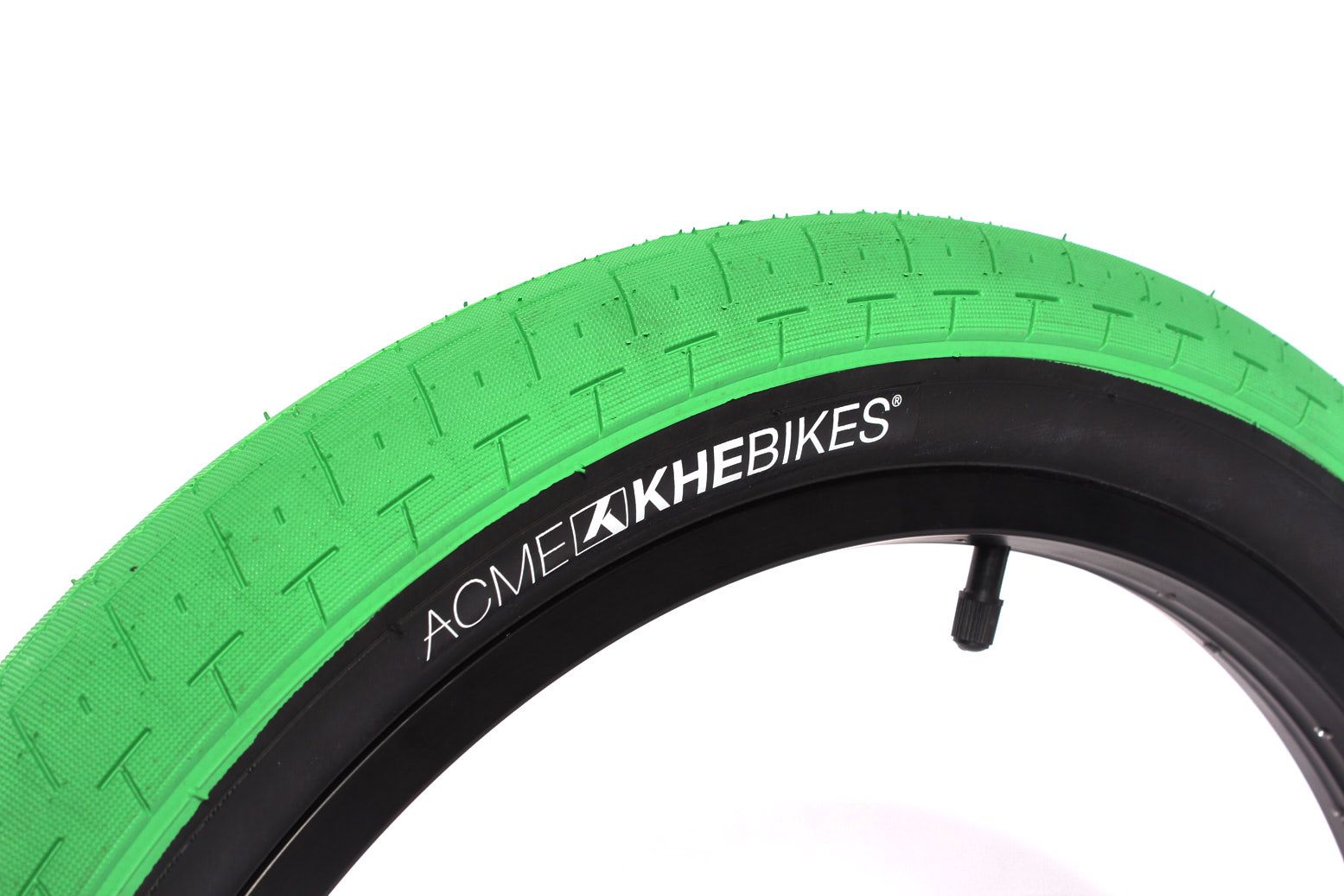 BMX tire set KHE ACME 20 inch x 2.40 inch green + AV inner tube