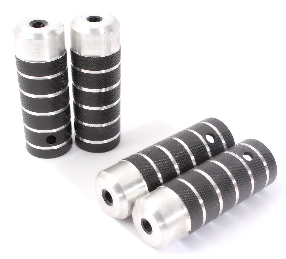 Vorderansicht KHEbikes Peg Set aus Aluminium für 10mm Achsen hinten und vorne Vorderansicht KHEbikes Peg Set aus Aluminium für 10mm Achsen hinten und vorne