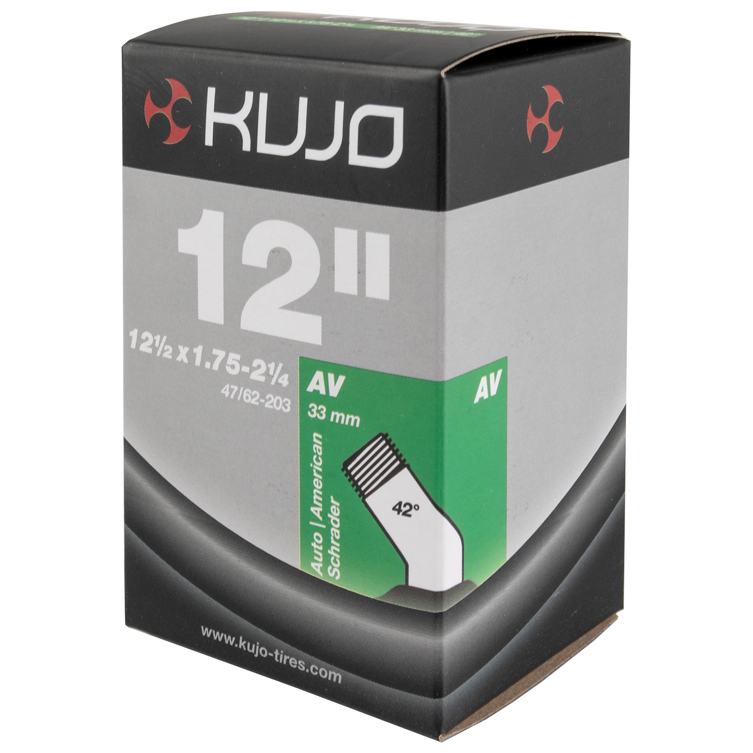 Cámara de bicicleta KUJO 12,5 x 1,75 pulgadas AV
