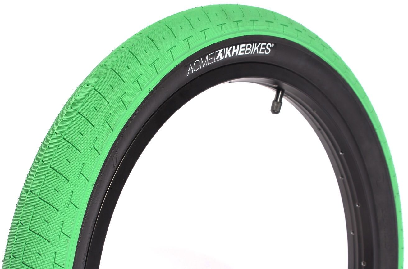 BMX tire set KHE ACME 20 inch x 2.40 inch green + AV inner tube