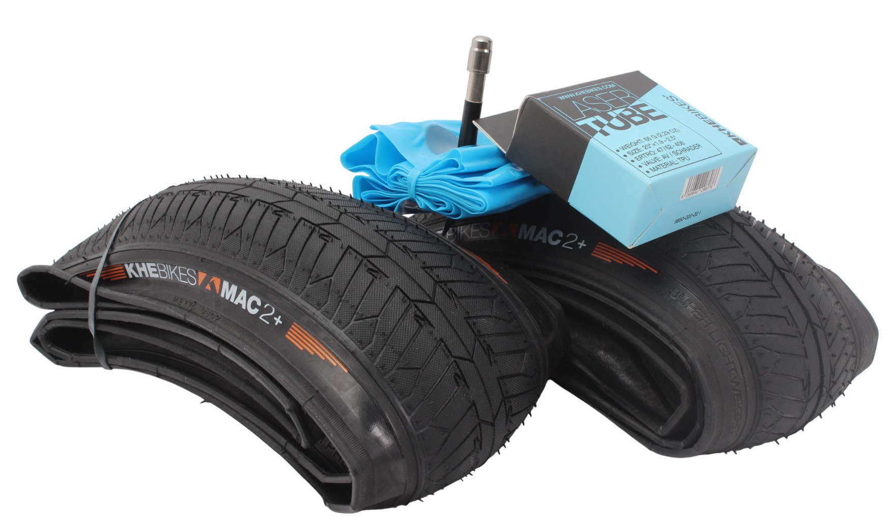 BMX tires 2x MAC2+ folding + 2x KHE LASER tube