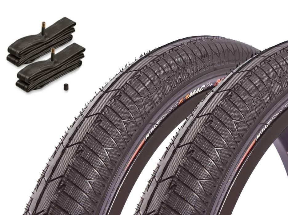 BMX tire set KHE MAC2+ 20 inch x 2.30 inch black + AV inner tube