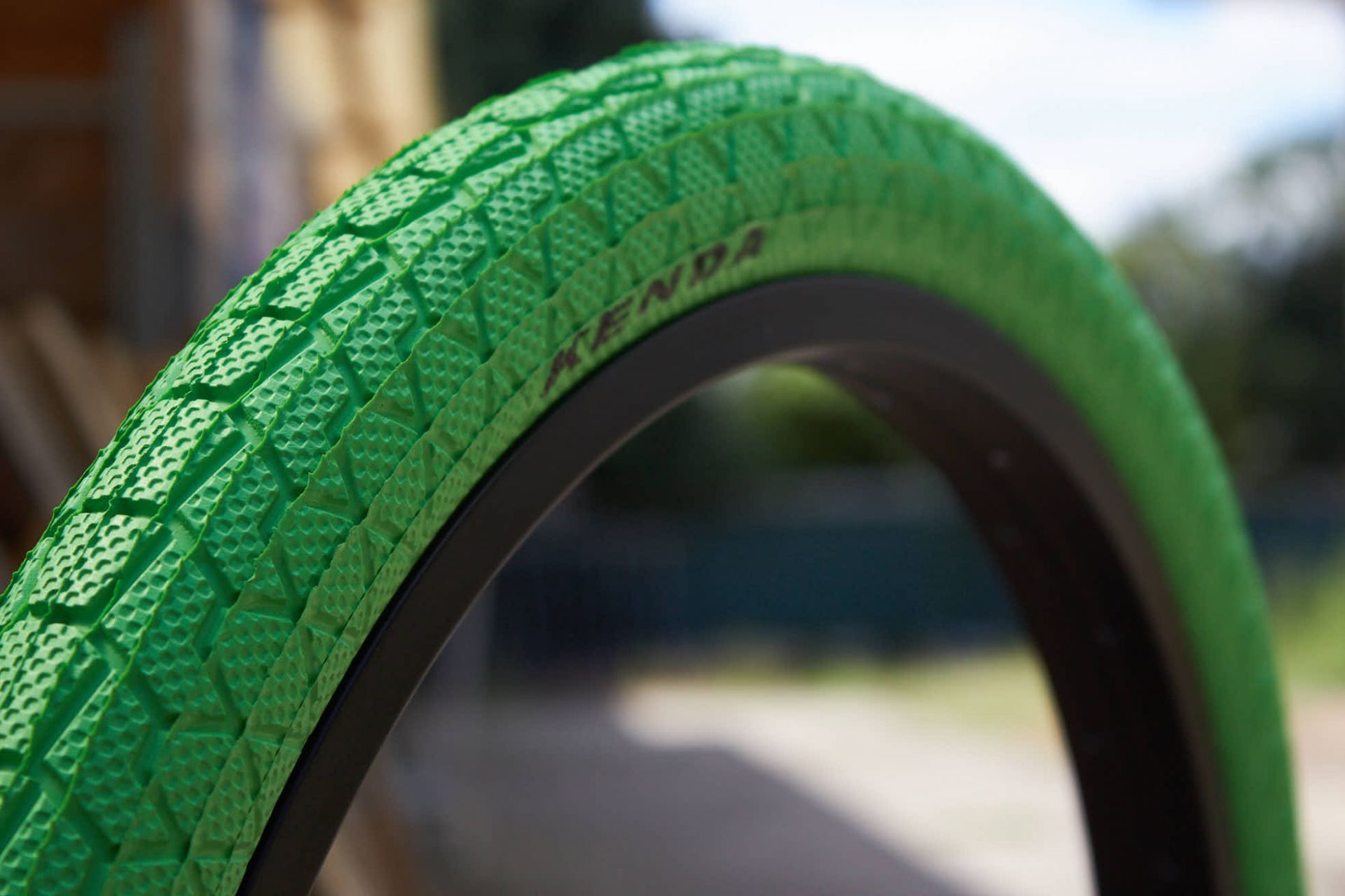 BMX tire set KENDA 20 inch x 1.95 inch green + AV inner tube